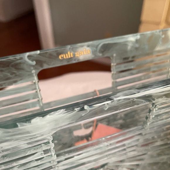 EASTER SALE! Cult Gaia 🔥 Blue Ark Mini Handbag Purse Box Clutch Top Handle Bag - Picture 5 of 10